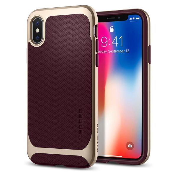 Spigen iPhone X ile Uyumlu Kılıf Neo Hybrid Burgundy