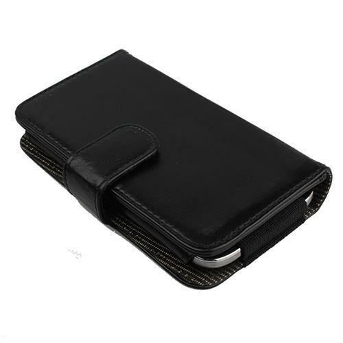 Optimus 4X HD P880 ile Uyumlu Yan Kapaklı Cüzdanlı Kart Bölmeli Deri Kılıf Siyah Renk
