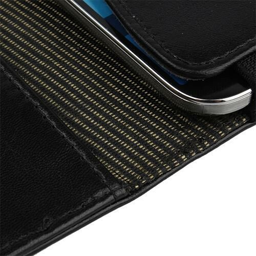 Optimus 4X HD P880 ile Uyumlu Yan Kapaklı Cüzdanlı Kart Bölmeli Deri Kılıf Siyah Renk