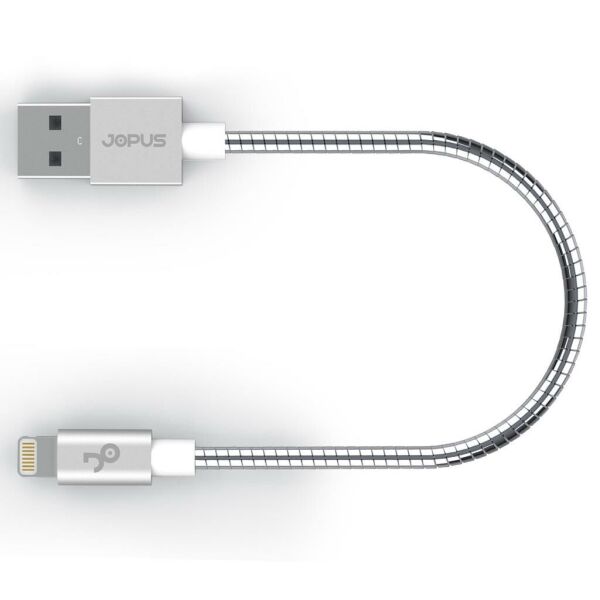 Jopus iPhone 7\7 Plus ile Uyumlu Data-Hızlı Şarj Kablosu Metal Gövdeli ve Başlı JO-DK5 20cm Short Spiral Gri