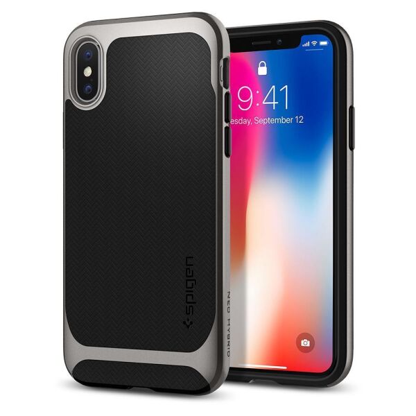 Spigen iPhone X ile Uyumlu Kılıf Neo Hybrid Gunmetal
