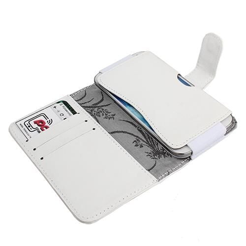Optimus 4X HD P880 ile Uyumlu Yan Kapaklı Cüzdanlı Kart Bölmeli Deri Kılıf Beyaz Renk