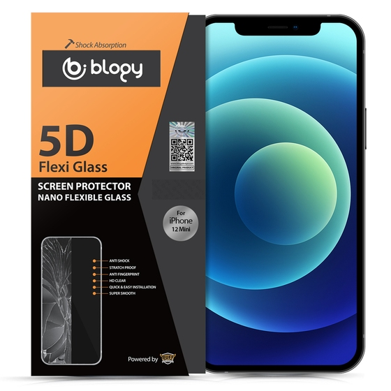 Blogy iPhone 12 Mini ile Uyumlu Flexi 5D Ekran Koruyucu