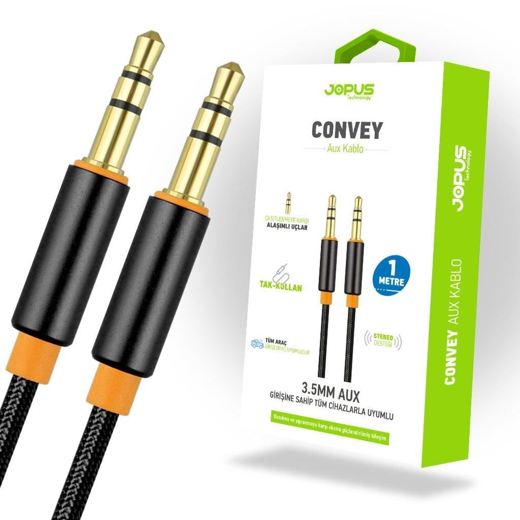 Jopus Universal 3.5mm JA-05 Convey 1 Metre AUX Kablosu Siyah