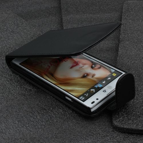 Optimus L9 ile Uyumlu Kapaklı Deri Kılıf Siyah