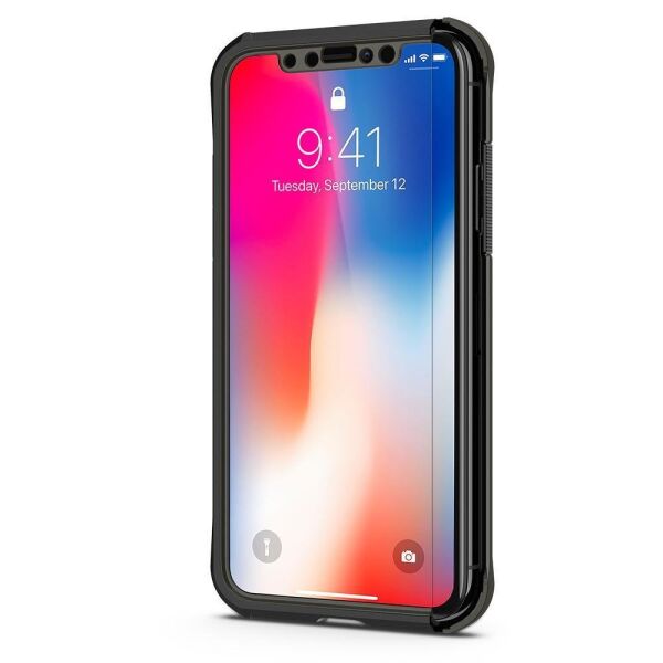 Spigen iPhone X ile Uyumlu Kılıf Reventon Signature Serisi Gunmetal