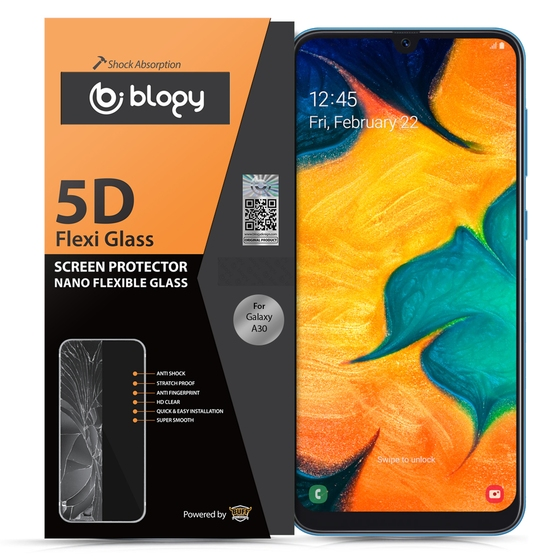 Blogy Galaxy A30 ile Uyumlu Flexi 5D Ekran Koruyucu