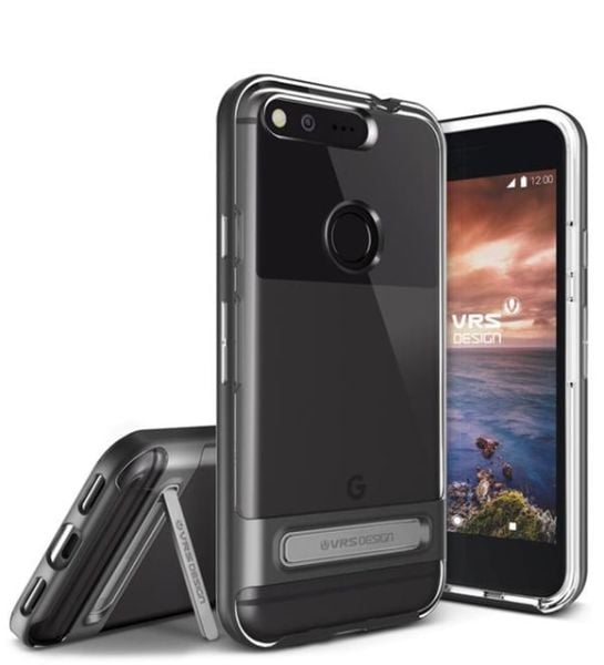 VRS Design Pixel XL ile Uyumlu ile Uyumlu Crystal Bumper Kılıf Dark Silver