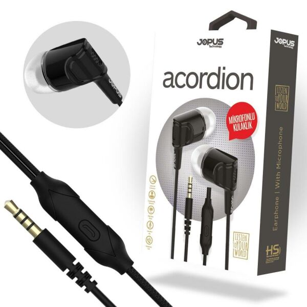 Mytell Mikrofonlu Kulaklık 3,5 Universal JO-K52 Acordion Siyah