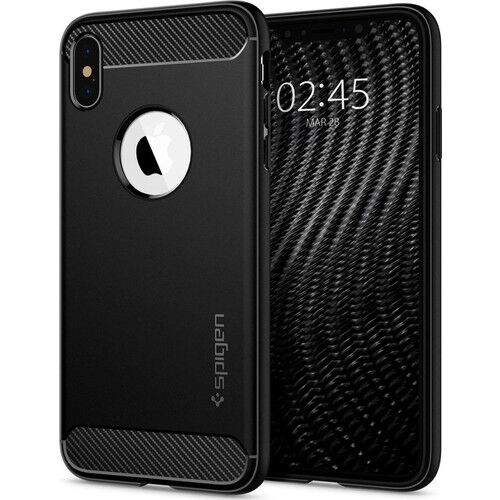 Spigen iPhone XS Max ile Uyumlu Kılıf Rugged Armor Matte Black