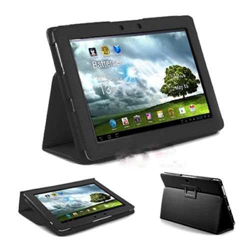 Transformer Pad TF300 ile Uyumlu Standlı Deri Kılıf Siyah Renk