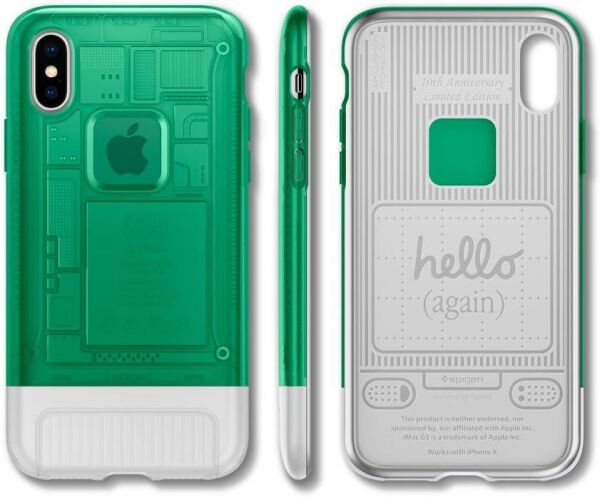 Spigen iPhone XS / iPhone X ile Uyumlu Kılıf Classic One Aluminum Sage (iPhone 10.Yıla Özel Tasarım Kılıfı)