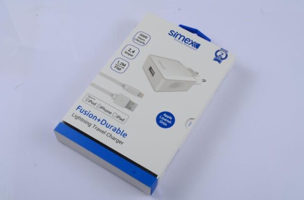 Simex iPhone 6G\6G Plus ile Uyumlu Beyaz 2in1 Şarj Seti SPS-01 2.4 mAh