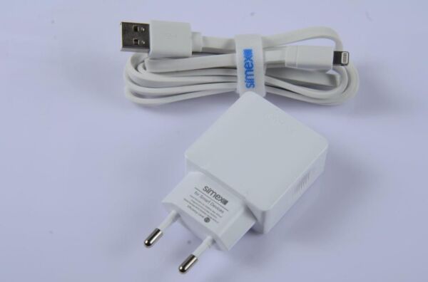 Simex iPhone 6G\6G Plus ile Uyumlu Beyaz 2in1 Şarj Seti SPS-01 2.4 mAh