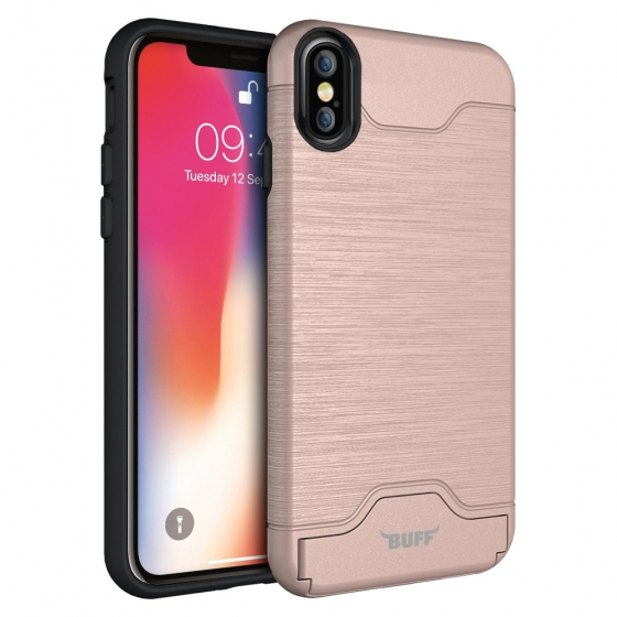 Buff iPhone X ile Uyumlu Slim Folder Kılıf Rose Gold