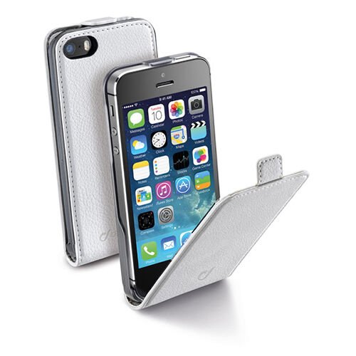 Cellular Line iPhone SE/5S/5 ile Uyumlu Flap Essential Kuzu Derisi Kılıf Beyaz FLAPESSENIPHONE5W (Out)