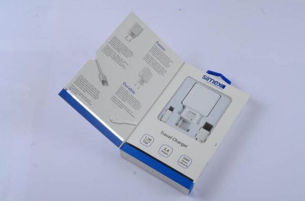 Simex Micro Beyaz 2in1 Şarj Seti SPS-01 2.4 mAh