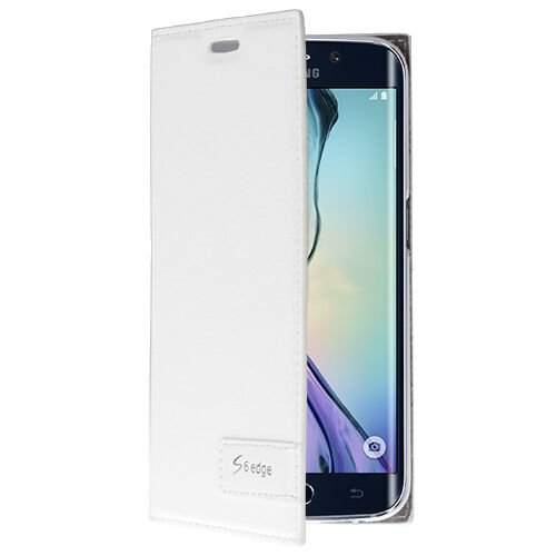 Galaxy S6 Edge ile Uyumlu Kılıf Kapaklı Safir Serisi Beyaz