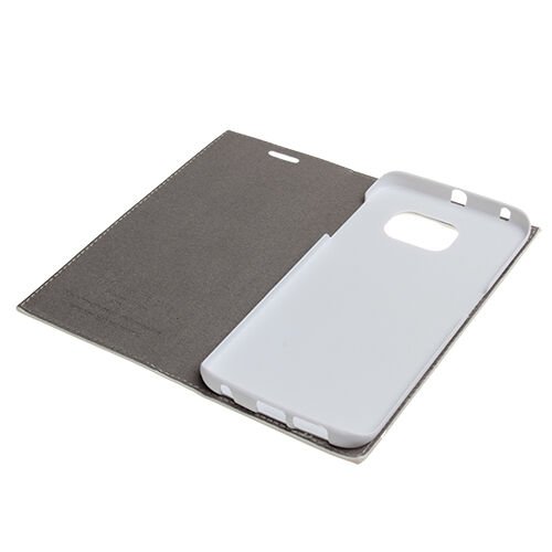 Galaxy S6 Edge ile Uyumlu Kılıf Kapaklı Safir Serisi Beyaz