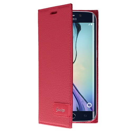 Galaxy S6 Edge ile Uyumlu Kılıf Kapaklı Safir Serisi Kırmızı