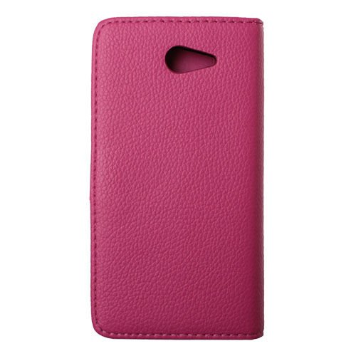 Xperia M2 Dual ile Uyumlu Kılıf Yan Model Kartlıklı Cüzdanlı Pembe