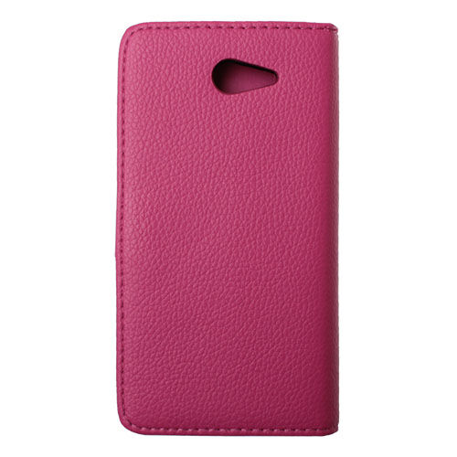 Xperia M2 Dual ile Uyumlu Kılıf Yan Model Kartlıklı Cüzdanlı Pembe