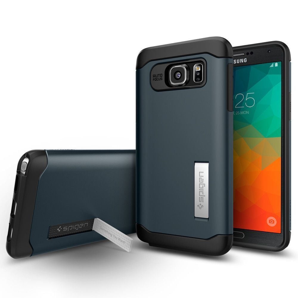 Spigen Galaxy Note 5 ile Uyumlu Kılıf Slim Armor Metal Slate