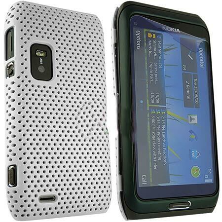 E7 ile Uyumlu Delikli Sert Kauçuk Kılıf Beyaz Renk