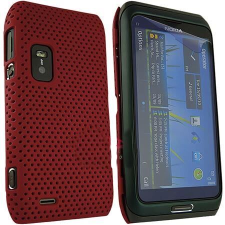 E7 ile Uyumlu Delikli Sert Kauçuk Kılıf Kırmızı