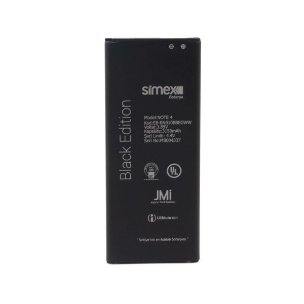 Simex Galaxy Note4 ile Uyumlu SBT-01 EB-BN910BBEGWW Batarya
