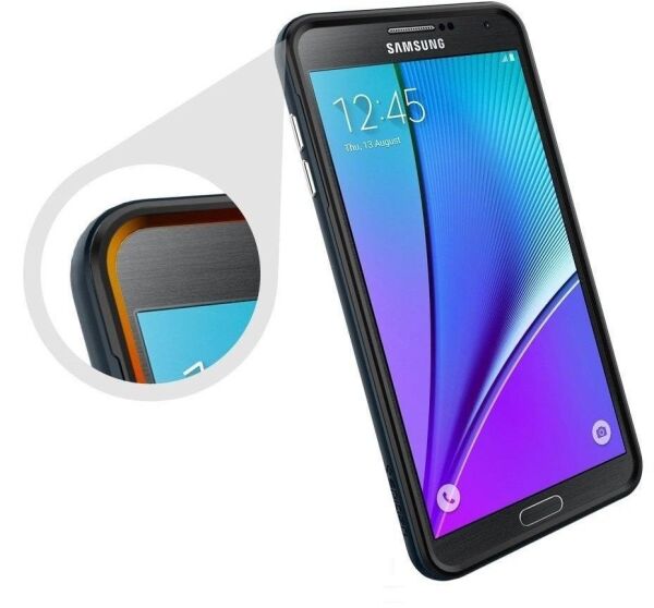 Spigen Galaxy Note 5 ile Uyumlu Kılıf Neo Hybrid Carbon Metal Slate