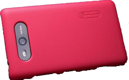 Nillkin Lumia 820 ile Uyumlu Sert Kauçuk Kılıf Kırmızı