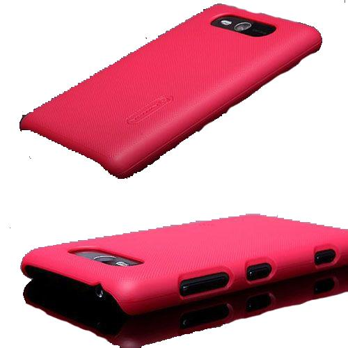 Nillkin Lumia 820 ile Uyumlu Sert Kauçuk Kılıf Kırmızı