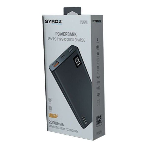 Syrox Powerbank Şarj Cihazı 20000mAh PB120 Siyah