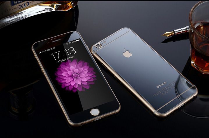 iPhone 6S Plus ile Uyumlu Siyah Renkli Aynalı Ekran Koruyucu Cam