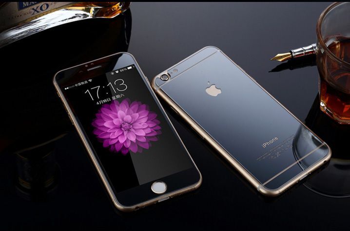 iPhone 6S Plus ile Uyumlu Siyah Renkli Aynalı Ekran Koruyucu Cam