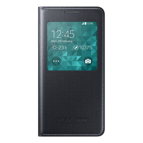 Galaxy Alpha G850 ile Uyumlu S View Kılıf Siyah EF-CG850BBEGWW