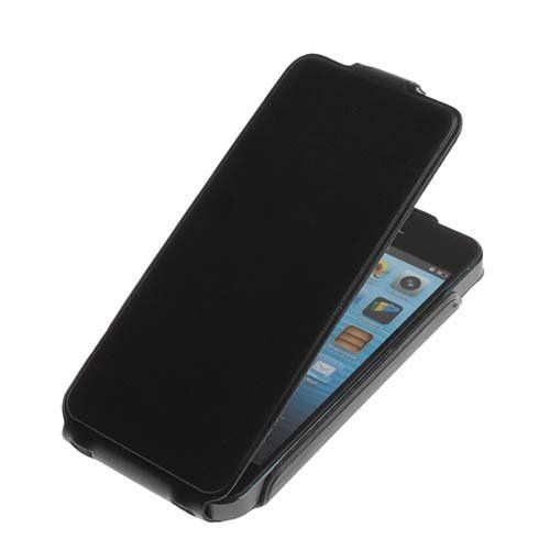 iPhone SE/5S/5 ile Uyumlu Kaliteli Dik Model Deri Kılıf Siyah