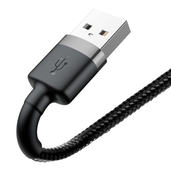 Baseus Cafule Cable 2.4A Lightning Şarj Kablosu Gri Siyah 0.5M CALKLF-AG1