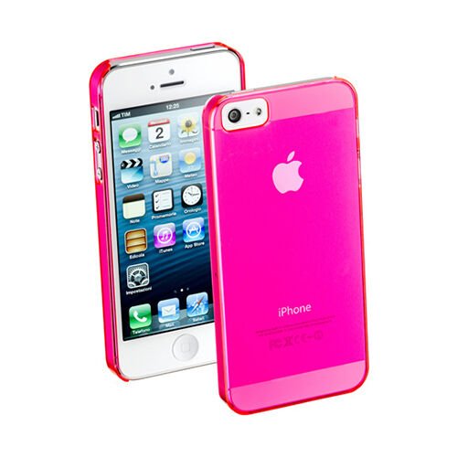 Cellular Line iPhone SE/5S/5 ile Uyumlu Cool Fluo Şeffaf Sert Kılıf Pembe COOLIPHONE5P