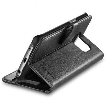 Spigen Galaxy S6 Edge ile Uyumlu Kılıf Wallet S Cüzdan Black