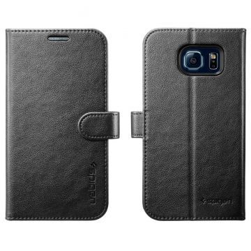 Spigen Galaxy S6 Edge ile Uyumlu Kılıf Wallet S Cüzdan Black