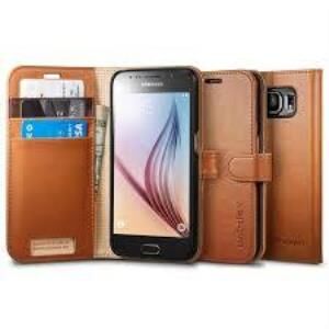 Spigen Galaxy S6 ile Uyumlu Kılıf Wallet S Cüzdan Brown