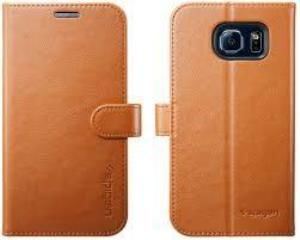 Spigen Galaxy S6 ile Uyumlu Kılıf Wallet S Cüzdan Brown