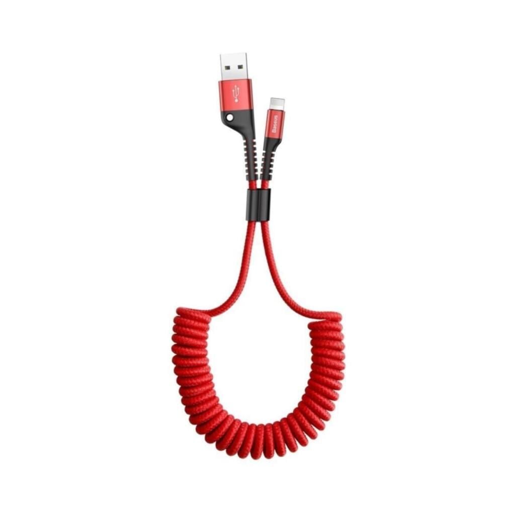 Baseus Fish Eye Spring Lightning Şarj Kablosu Calsr-09 Kırmızı