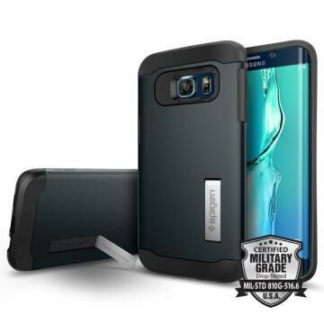 Spigen Galaxy S6 Edge Plus ile Uyumlu Kılıf Slim Armor Metal Slate