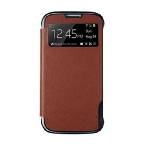 Anymode i9190 Galaxy S4 Mini ile Uyumlu View Kılıf Kahverengi