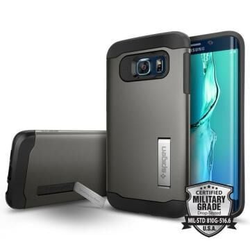 Spigen Galaxy S6 Edge Plus ile Uyumlu Kılıf Slim Armor Gun Metal