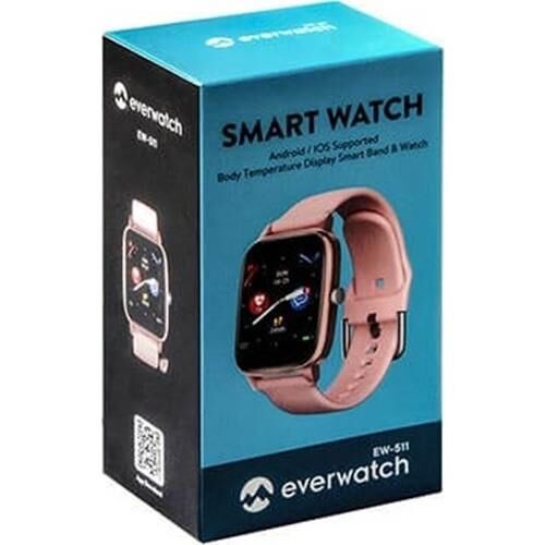 Everest Ever Watch EW-511 Android/ıos Vücut Isı Göstergeli Akıllı Saat-Pembe