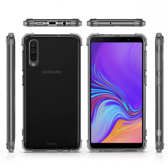 Blogy Galaxy A7 2018 ile Uyumlu Crystal Fit Kılıf Smoke Black